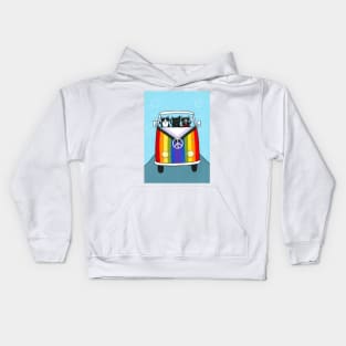 Happy Rainbow Road Trip Cats Kids Hoodie